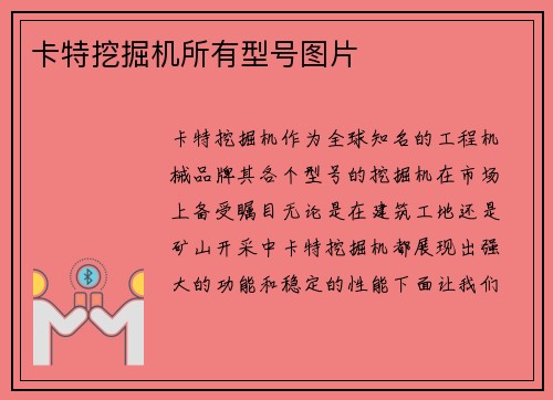 卡特挖掘机所有型号图片